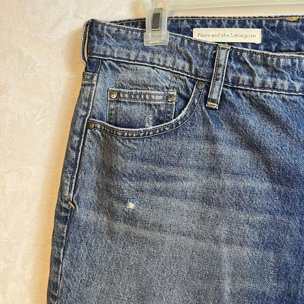 Anthropologie Pilcro & Letterpress Hyphen Fringe Hippie Crop Jeans Sz 31 Petite - Picture 3 of 12